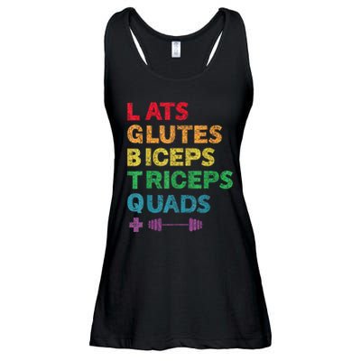 Funny Lgbtq Lats Glutes Biceps Triceps Quads Weightlifting Ladies Essential Flowy Tank