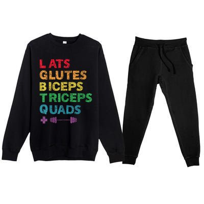 Funny Lgbtq Lats Glutes Biceps Triceps Quads Weightlifting Premium Crewneck Sweatsuit Set