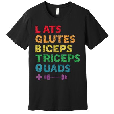 Funny Lgbtq Lats Glutes Biceps Triceps Quads Weightlifting Premium T-Shirt