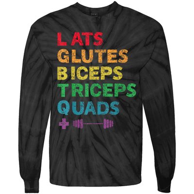 Funny Lgbtq Lats Glutes Biceps Triceps Quads Weightlifting Tie-Dye Long Sleeve Shirt