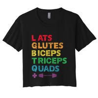 Funny Lgbtq Lats Glutes Biceps Triceps Quads Weightlifting Women's Crop Top Tee