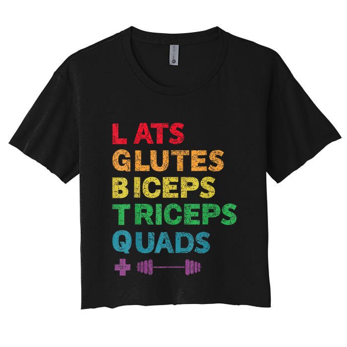 Funny Lgbtq Lats Glutes Biceps Triceps Quads Weightlifting Women's Crop Top Tee
