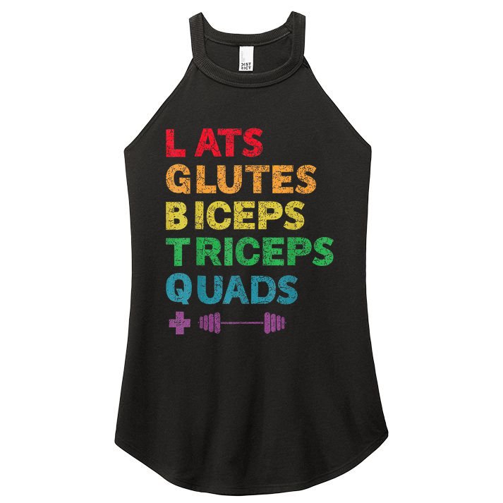 Funny Lgbtq Lats Glutes Biceps Triceps Quads Weightlifting Women's Perfect Tri Rocker Tank