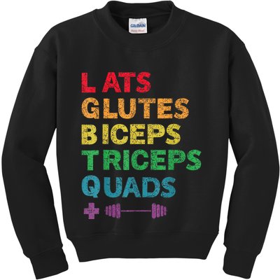 Funny Lgbtq Lats Glutes Biceps Triceps Quads Weightlifting Kids Sweatshirt