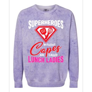 Funny Lunch Lady Superheroes Capes Cafeteria Worker Squad Colorblast Crewneck Sweatshirt