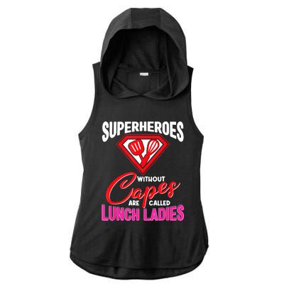 Funny Lunch Lady Superheroes Capes Cafeteria Worker Squad Ladies PosiCharge Tri-Blend Wicking Draft Hoodie Tank