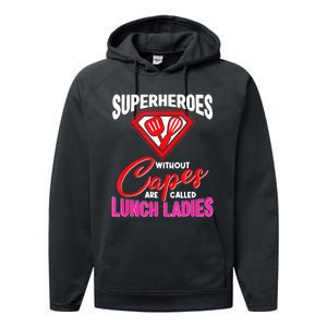 Funny Lunch Lady Superheroes Capes Cafeteria Worker Squad Performance Fleece Hoodie