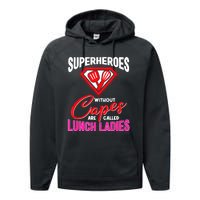 Funny Lunch Lady Superheroes Capes Cafeteria Worker Squad Performance Fleece Hoodie