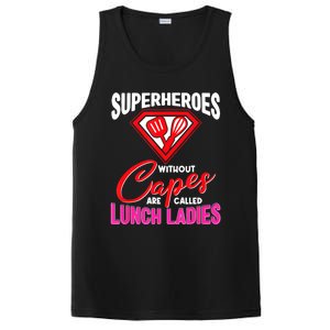 Funny Lunch Lady Superheroes Capes Cafeteria Worker Squad PosiCharge Competitor Tank