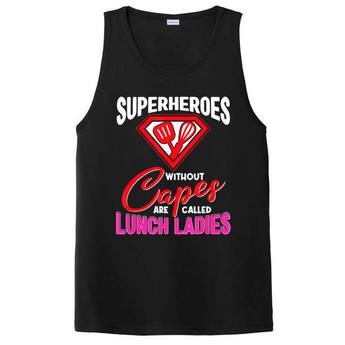 Funny Lunch Lady Superheroes Capes Cafeteria Worker Squad PosiCharge Competitor Tank