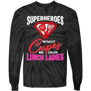 Funny Lunch Lady Superheroes Capes Cafeteria Worker Squad Tie-Dye Long Sleeve Shirt