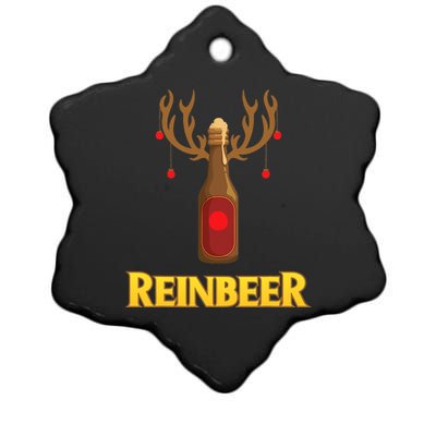 Fa La La La Reinbeer Rudolph Beer Reindeer Christmas Lights Ceramic Star Ornament