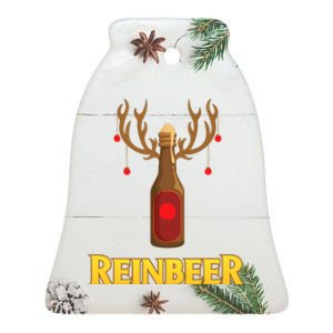 Fa La La La Reinbeer Rudolph Beer Reindeer Christmas Lights Ceramic Bell Ornament