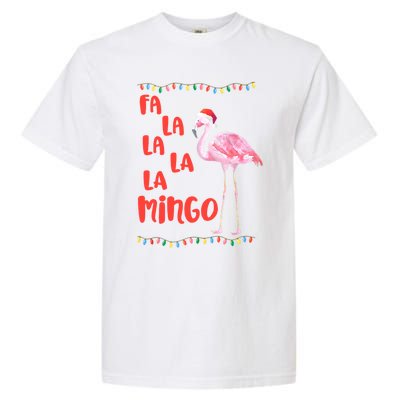 Fa La La La Mingo Flamingo Funny Christmas Xmas Lights Funny Gift Garment-Dyed Heavyweight T-Shirt