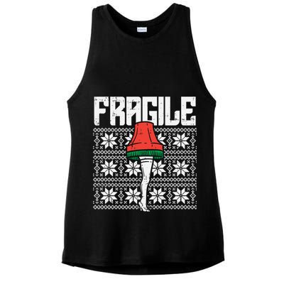 Fragile Leg Lamp Ugly Christmas Sweater Funny Xmas Gift Ladies PosiCharge Tri-Blend Wicking Tank