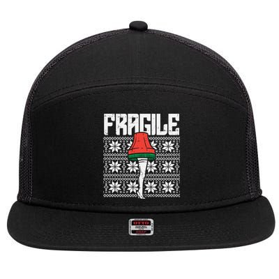 Fragile Leg Lamp Ugly Christmas Sweater Funny Xmas Gift 7 Panel Mesh Trucker Snapback Hat