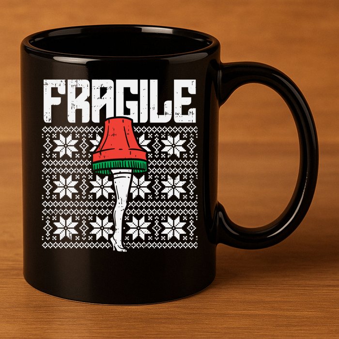 Fragile Leg Lamp Ugly Christmas Sweater Funny Xmas Gift 11oz C Handle Ceramic Mug