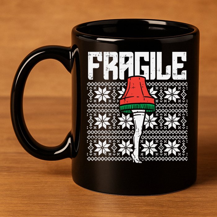 Fragile Leg Lamp Ugly Christmas Sweater Funny Xmas Gift 11oz C Handle Ceramic Mug