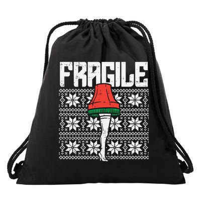 Fragile Leg Lamp Ugly Christmas Sweater Funny Xmas Gift Drawstring Bag