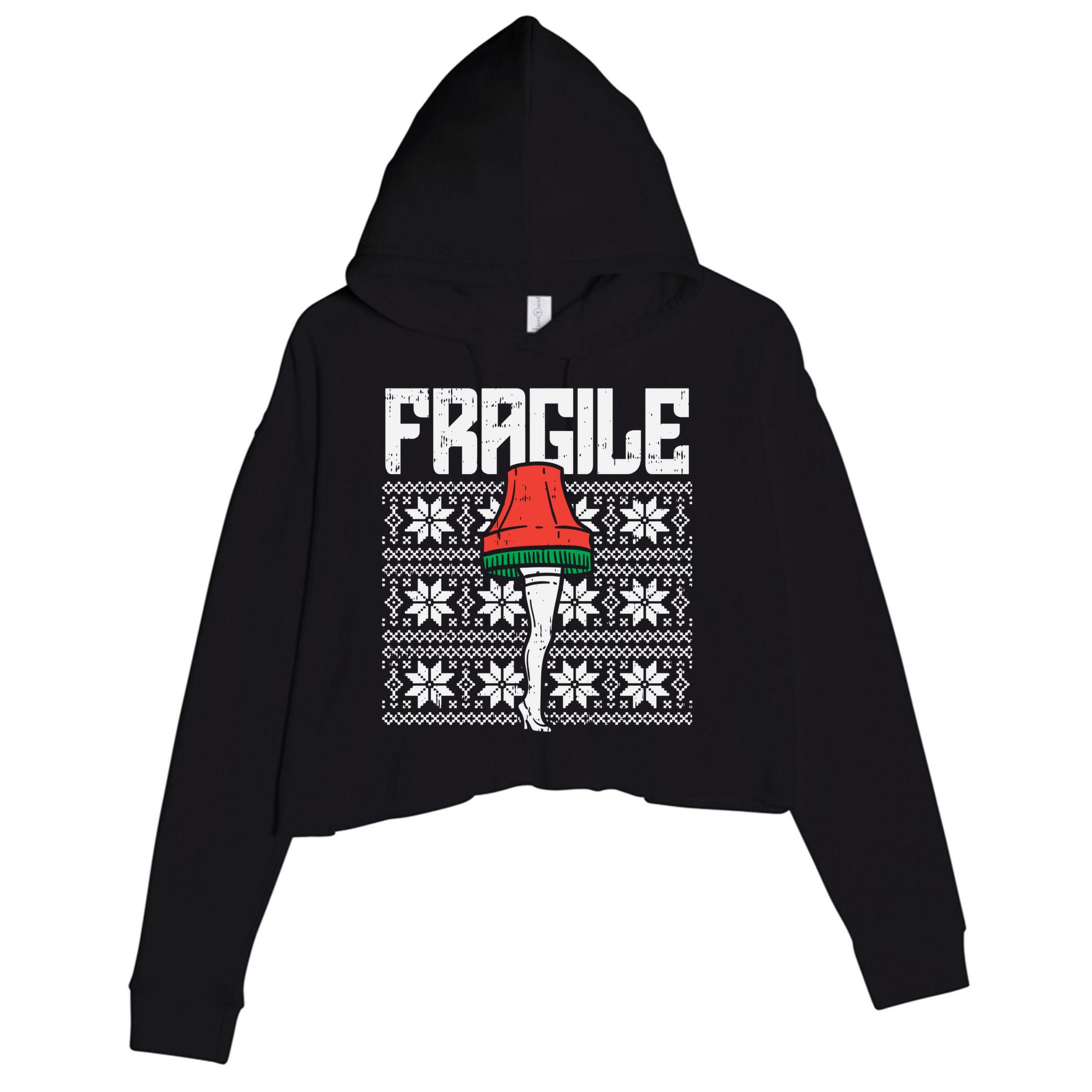 Fragile Leg Lamp Ugly Christmas Sweater Funny Xmas Gift Crop Fleece Hoodie