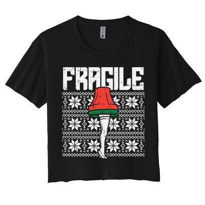 Fragile Leg Lamp Ugly Christmas Sweater Funny Xmas Gift Crop Top