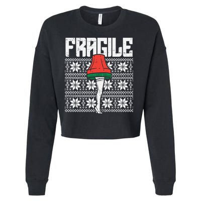 Fragile Leg Lamp Ugly Christmas Sweater Funny Xmas Gift Cropped Pullover Crew