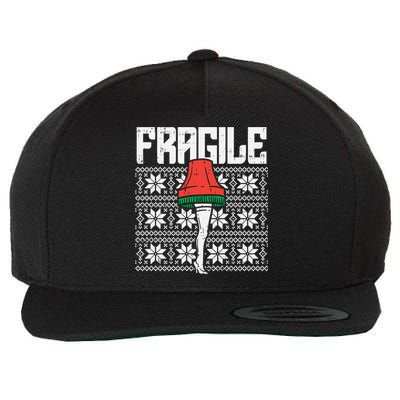 Fragile Leg Lamp Ugly Christmas Sweater Funny Xmas Gift Wool Snapback Cap