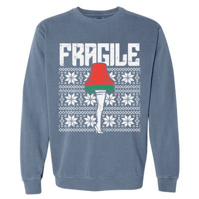 Fragile Leg Lamp Ugly Christmas Sweater Funny Xmas Gift Garment-Dyed Sweatshirt