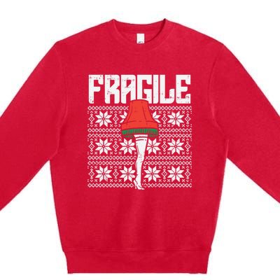 Fragile Leg Lamp Ugly Christmas Sweater Funny Xmas Gift Premium Crewneck Sweatshirt