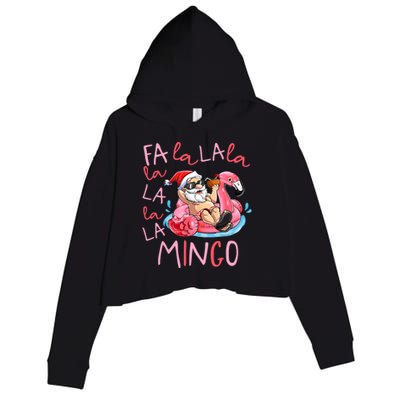 Fa La La La Mingo Flamingo Lover Matching Funny Christmas Gift Crop Fleece Hoodie