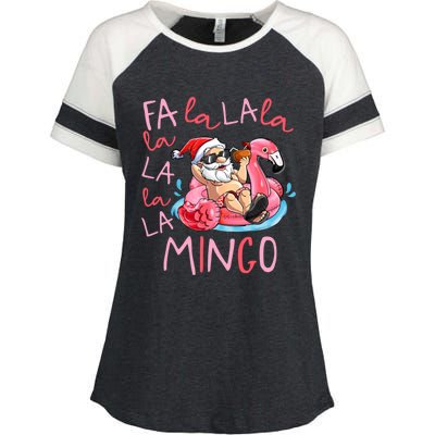 Fa La La La Mingo Flamingo Lover Matching Funny Christmas Gift Enza Ladies Jersey Colorblock Tee