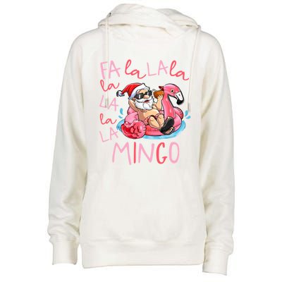 Fa La La La Mingo Flamingo Lover Matching Funny Christmas Gift Womens Funnel Neck Pullover Hood