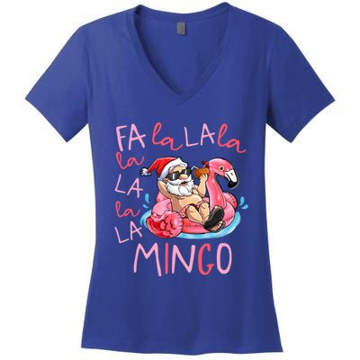 Fa La La La Mingo Flamingo Lover Matching Funny Christmas Gift Women's V-Neck T-Shirt