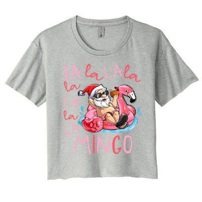 Fa La La La Mingo Flamingo Lover Matching Funny Christmas Gift Women's Crop Top Tee