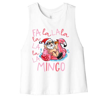 Fa La La La Mingo Flamingo Lover Matching Funny Christmas Gift Women's Racerback Cropped Tank