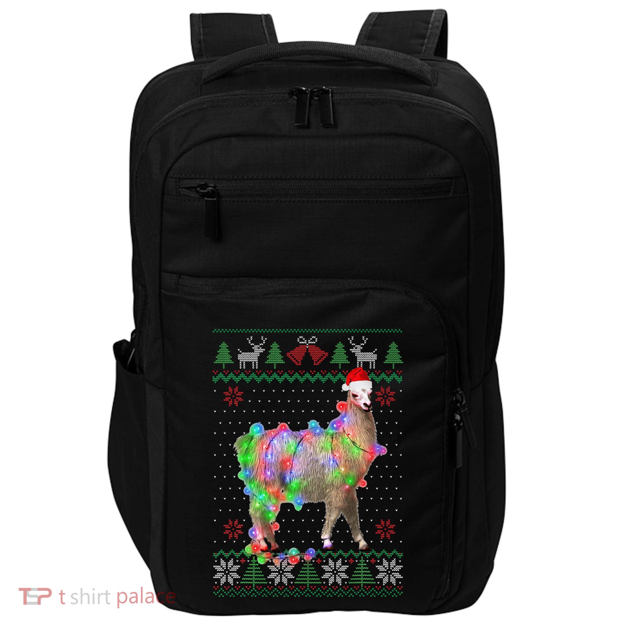 Funny Llama Lights Tangled Ugly Sweater Christmas Animals  Impact Tech Backpack