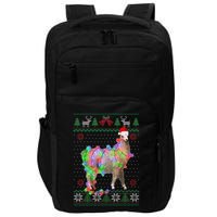 Funny Llama Lights Tangled Ugly Sweater Christmas Animals  Impact Tech Backpack