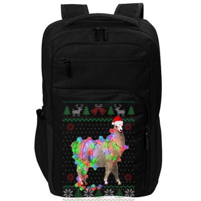 Funny Llama Lights Tangled Ugly Sweater Christmas Animals  Impact Tech Backpack