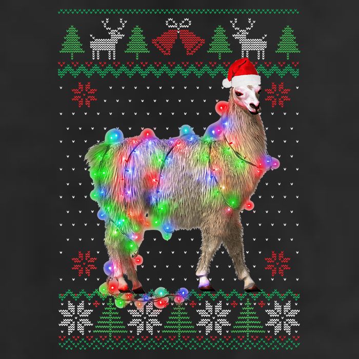 Funny Llama Lights Tangled Ugly Sweater Christmas Animals  11oz C Handle Ceramic Mug