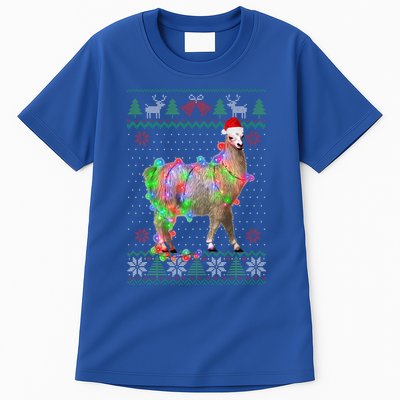 Funny Llama Lights Tangled Ugly Sweater Christmas Animals  Tall T-Shirt