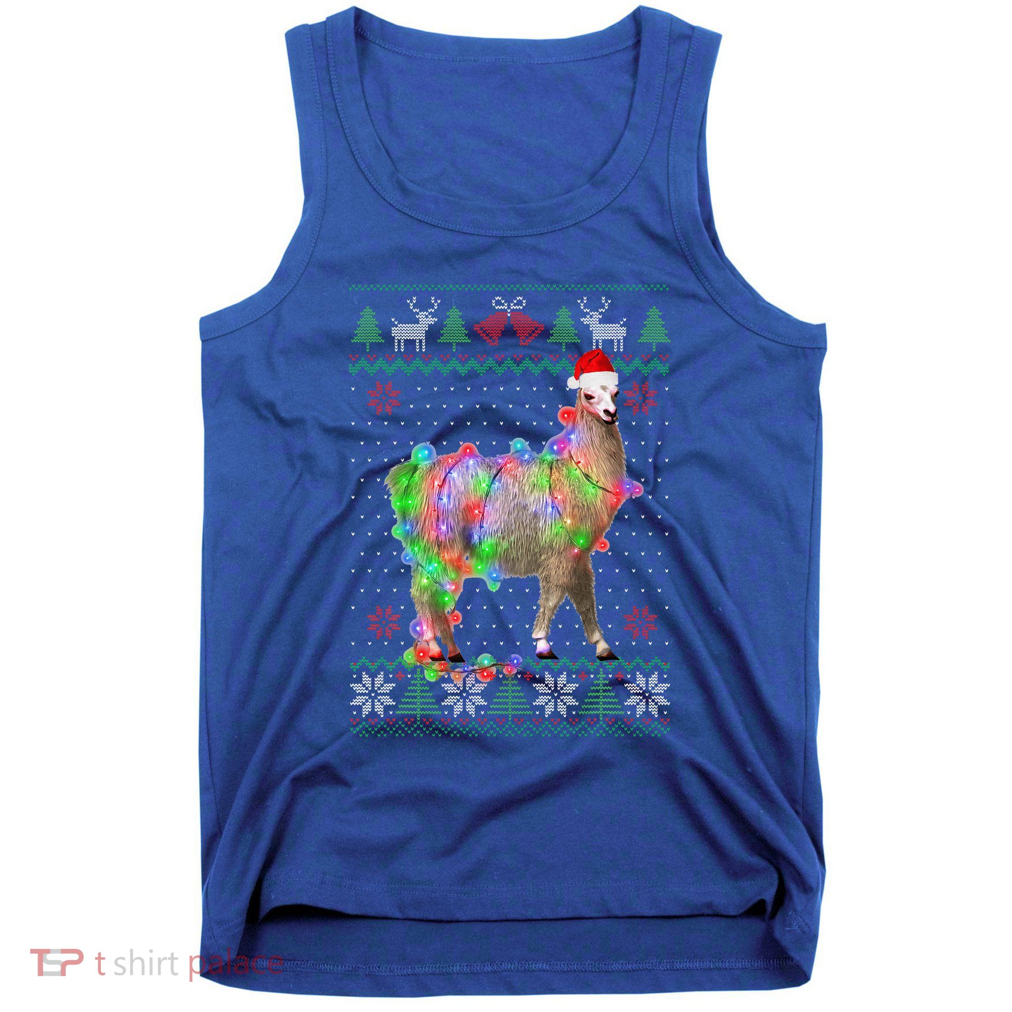 Funny Llama Lights Tangled Ugly Sweater Christmas Animals  Tank Top