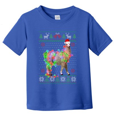 Funny Llama Lights Tangled Ugly Sweater Christmas Animals  Toddler T-Shirt