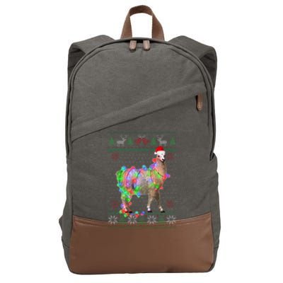 Funny Llama Lights Tangled Ugly Sweater Christmas Animals  Cotton Canvas Backpack