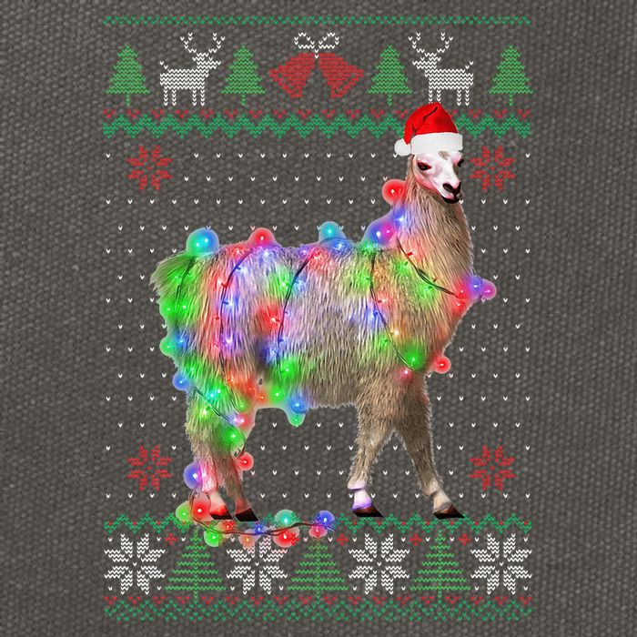 Funny Llama Lights Tangled Ugly Sweater Christmas Animals  Cotton Canvas Backpack