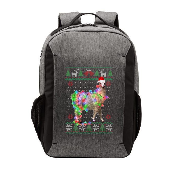 Funny Llama Lights Tangled Ugly Sweater Christmas Animals  Vector Backpack