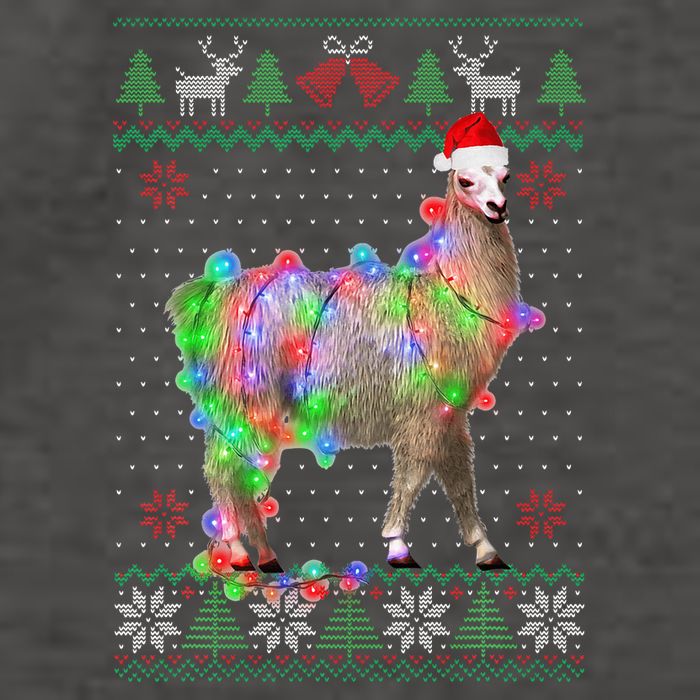 Funny Llama Lights Tangled Ugly Sweater Christmas Animals  Vector Backpack