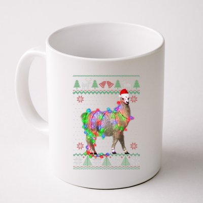 Funny Llama Lights Tangled Ugly Sweater Christmas Animals  Coffee Mug