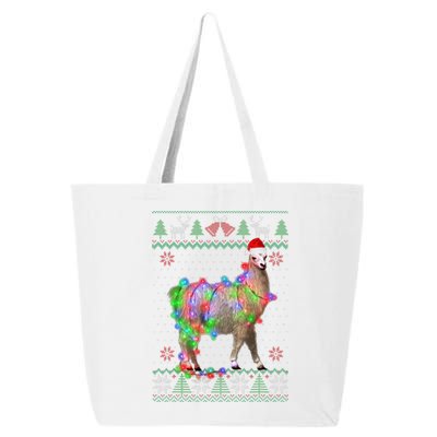 Funny Llama Lights Tangled Ugly Sweater Christmas Animals  25L Jumbo Tote