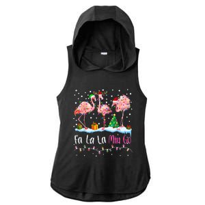 Fa La La La Mingo Flamingo Christmas Ladies PosiCharge Tri-Blend Wicking Draft Hoodie Tank