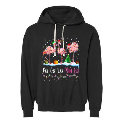 Fa La La La Mingo Flamingo Christmas Garment-Dyed Fleece Hoodie